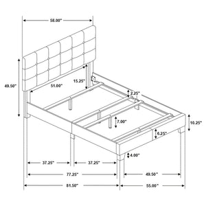 Tufted Full Panel Bed With Button Tufted Headboard, Platform Design - Charcoal