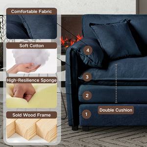 Oversized Deep Seat Sectional Sofa Modern Chenille Cloud Couch Large 3 Seater Modular Sofa with 3 Pillows