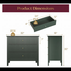 Fluted 3 Drawer Nightstand With Soft Close Slides