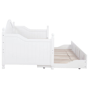 Twin Daybed With Trundle Storage Bed - White