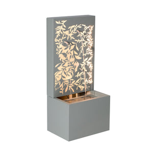 30.71' Light Gray Metal Leaf Cutout Outdoor Water Wall Fountain with LED Lights
