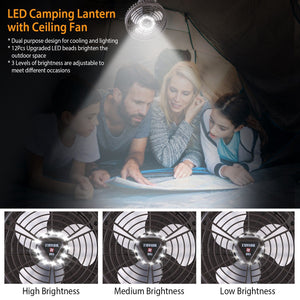 10400mah Portable Camping Fan with LED Light Rechargeable Tripod Tent Hanging Fan Lantern Portable Foldable Oscillating Table Fan with 3 Brightness 4