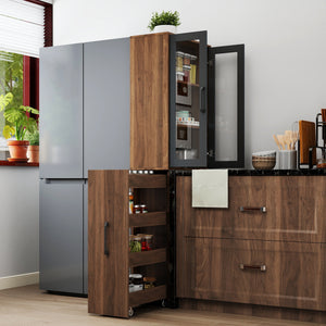 70.87" High Display Storage Cabinet with Multi-Tier Shelves and Glass Doors