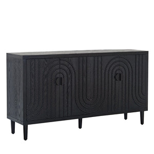 Modern Black Sideboard Cabinet with Nailhead Accents
