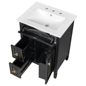 24-Inch Bathroom Vanity with Sink and Solid Wood Cabinet