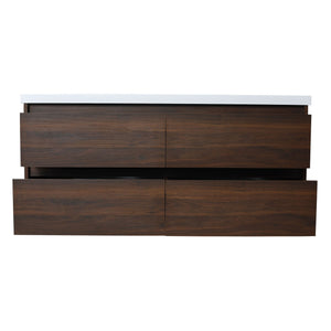 Modern Floating Bathroom Vanity With Dual Resin Sink, Soft Close Drawers