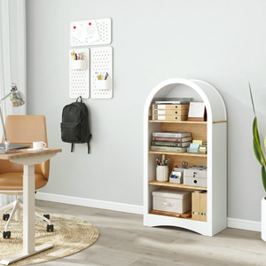47" Freestanding Display Rack with Woodgrain Shelves