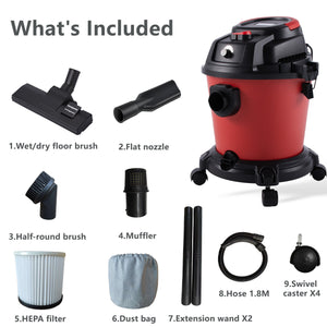 Wet Dry Vac, 5 Gallon, 4.3 Peak HP