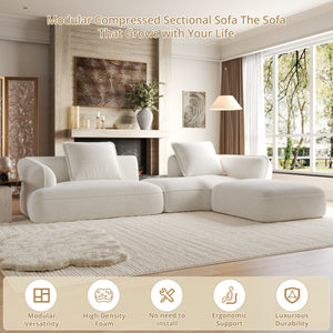 122" Modern L-Shaped Sectional Sofa with High-Density Foam and Chaise Lounge