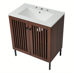 30" Vintage Bathroom Vanity With Ceramic Sink