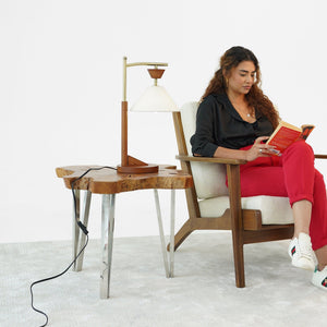 Nightstand Desk Lamp With Cone Shade For Eye Protection - Brown