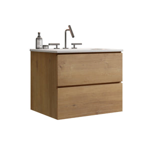 Wall Mount 24" Natural Oak Bathroom Vanity
