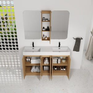 60" Double Sink Bathroom Vanity Set with Tall Cabinet