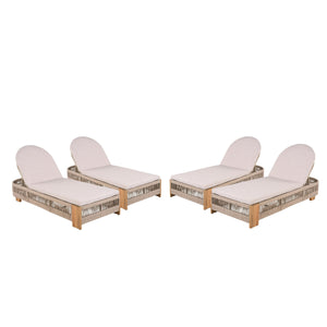Outdoor Chaise Lounge Chair, Acacia Wood with Adjustable Backrest and Cushion