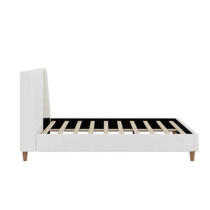 Upholstered Modern Platform Bed With Wingback Headboard