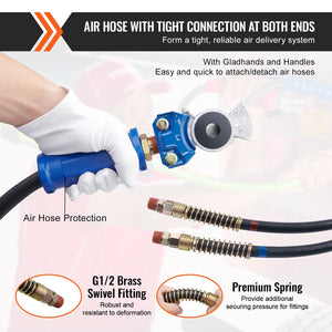 12FT Semi Truck Air Lines Kit with Glad Hands and 7-Way ABS Power Line