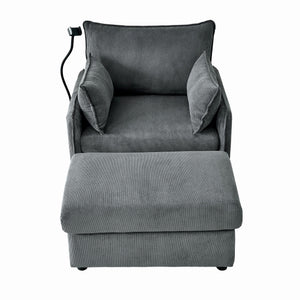 Comfy Oversized Chaise Lounge Chair With Ottoman And Storage