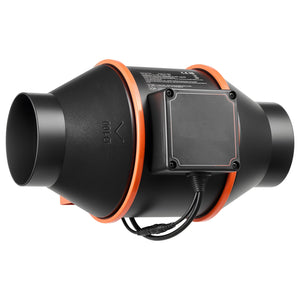Inline Duct Fan with 10-Speed PWM Controller and App Control
