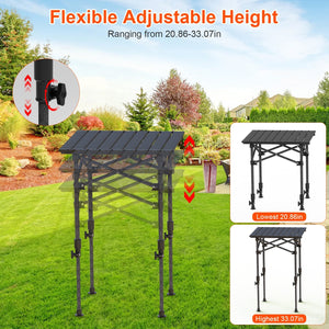 Portable Folding Camping Table With Adjustable Height Hanging Net Rustproof Carbon Steel Foldable Roll-Up Camping Table for Picnic Camping Hiking Beac