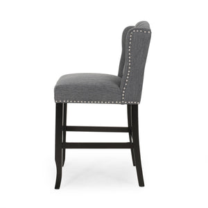 Vienna Fabric Tufted Counter Stool With Nailhead Accents (Set of 2)
