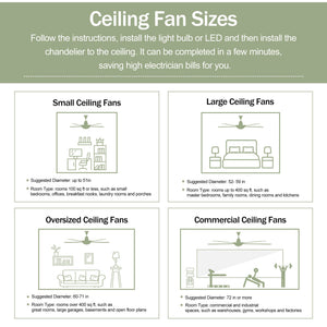 52" Solid Wood Blades Ceiling Fan with Light and Remote Control