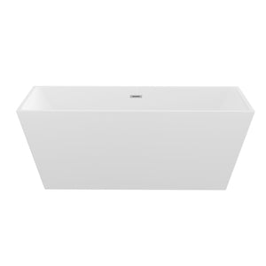 Glossy Freestanding Soaking Tub With Drain, Spacious Stand Alone Bathtub For Bathrooms - Glossy White