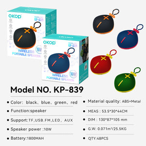 KP-839 Best Selling Portable Bluetooth Speaker Factory Direct Super Heavy Bass Outdoor Lanyard Long Battery Life High Volume