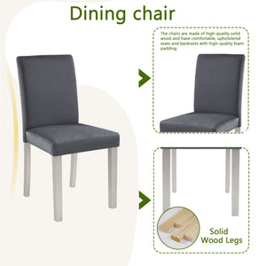 Dining Table Set, Table With A Rectangular Table And Upholstered Chairs