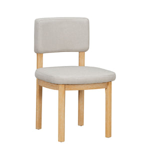 Dining Table Set With 6 Upholstered Chairs, Rectangular Table With Cutout Legs