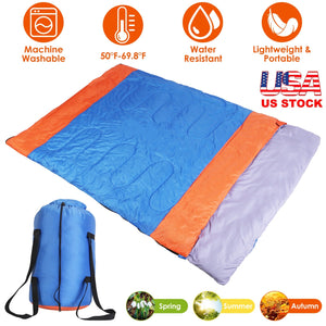 3 People Sleeping Bag for Adult Kids Lightweight Water Resistant Camping Cotton Liner Cold Warm Weather Indoor Outdoor Use 3 Season with Sack for Spri