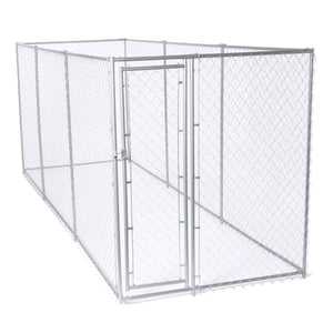 Lucky Dog 10' x 10' Chain Link Dog Kennel (2 Pack) & Waterproof Roof Cover
