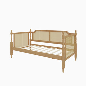 Traditional Style Rattan Daybed, No Box Spring Needed