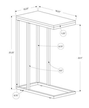Accent Table, C-Shaped with Tempered Glass - Contemporary & Modern