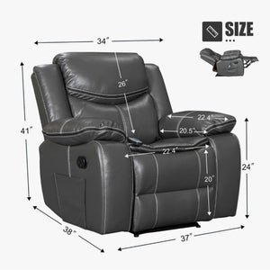 Recliner Chair With Vibration And Heating - Gray