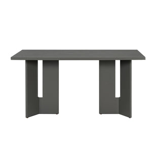 Dining Table Set With 6 Upholstered Chairs, Rectangular Table With Cutout Legs
