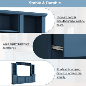 Minimalist Entertainment Wall Unit with Bridge for TVs Up to 75''