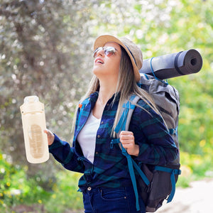 34Oz Glass Water Bottle Sports Water Bottle Motivational Water Bottle Water Intake Tracker Bottle with Straw Time Marker Silicone Sleeve Handle for Gy
