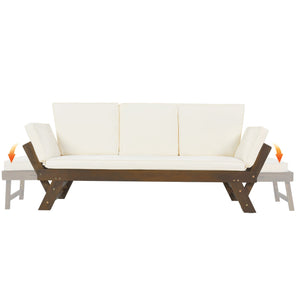 TOPMAX Outdoor Adjustable Patio Wooden Daybed Sofa Chaise Lounge