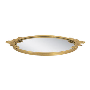 19x16x1" Round Mirror Tray with Gold Leaf Detailing