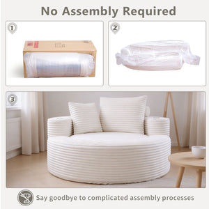 Round Sofa Bed with Memory Foam Sectional Couches for Living Room