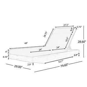 Modern Acacia Wood Outdoor Chaise Lounge with Adjustable Headrest