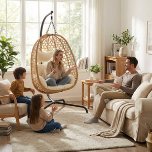 Egg Chair with Stand, Patio Wicker Hanging Chair, Hammock Swing Chair