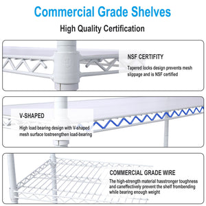 7 Tier Metal Shelf Wire Shelving Unit, 2450Lbs Heavy Duty Adjustable Storage Rack With Wheels & Shelf Liners For Closet Kitchen Garage Basement Commercial Shelving