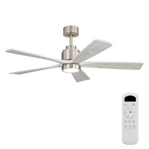 Ultra Quiet Reversible Ceiling Fan With Dimmable LED Light - Brushed Nickel