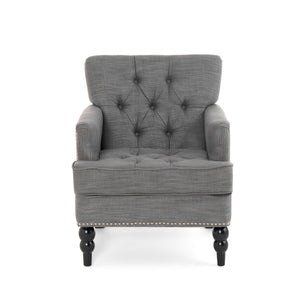 Harrison Tufted Club Chair with Button Tufted Back and Birch Wood Legs
