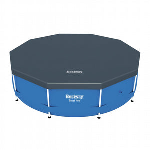 Bestway Round PVC 10 Foot Pool Cover for Above Ground Pro Frame Pools (2 Pack)