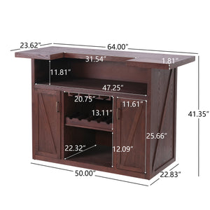 41.35"H Bar Table or Wine Cabinet - Brown Antique