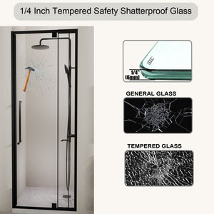 Semi Frameless Pivot Hinged Shower Door, Reversible Design