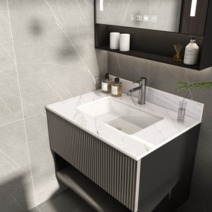 Bianco Carrara Venato Marble Vanity Top With Pre Drilled Faucet Hole And Undermount Sink