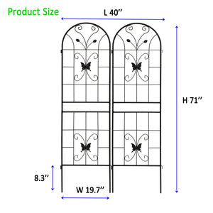 2 Pack Metal Garden Trellis 71" x 19.7" Rustproof Outdoor Support